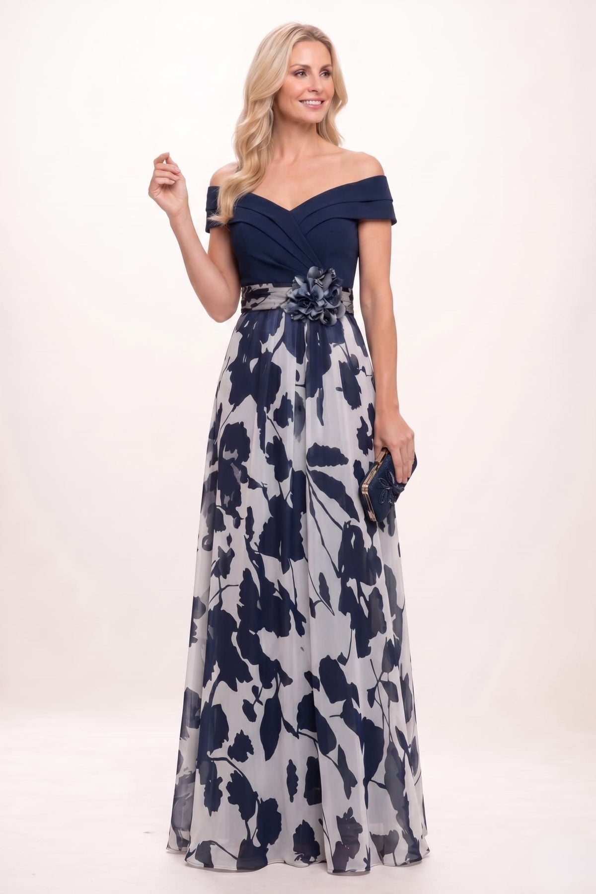 A-Line Floral Print Maxi Mother of the Bride Dress