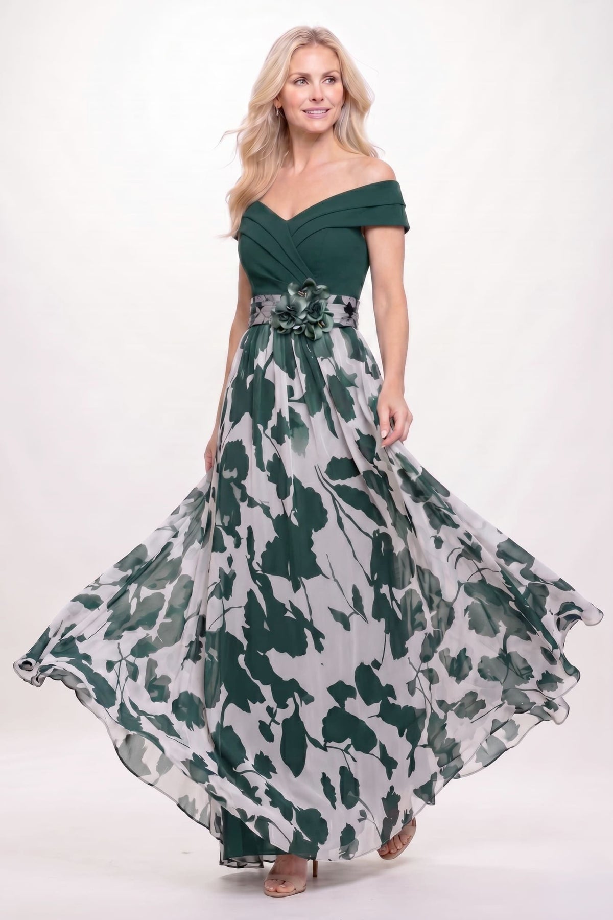 A-Line Floral Print Maxi Mother of the Bride Dress