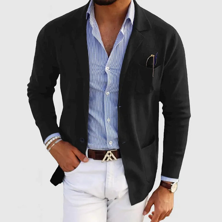 Button-Front Casual Blazer