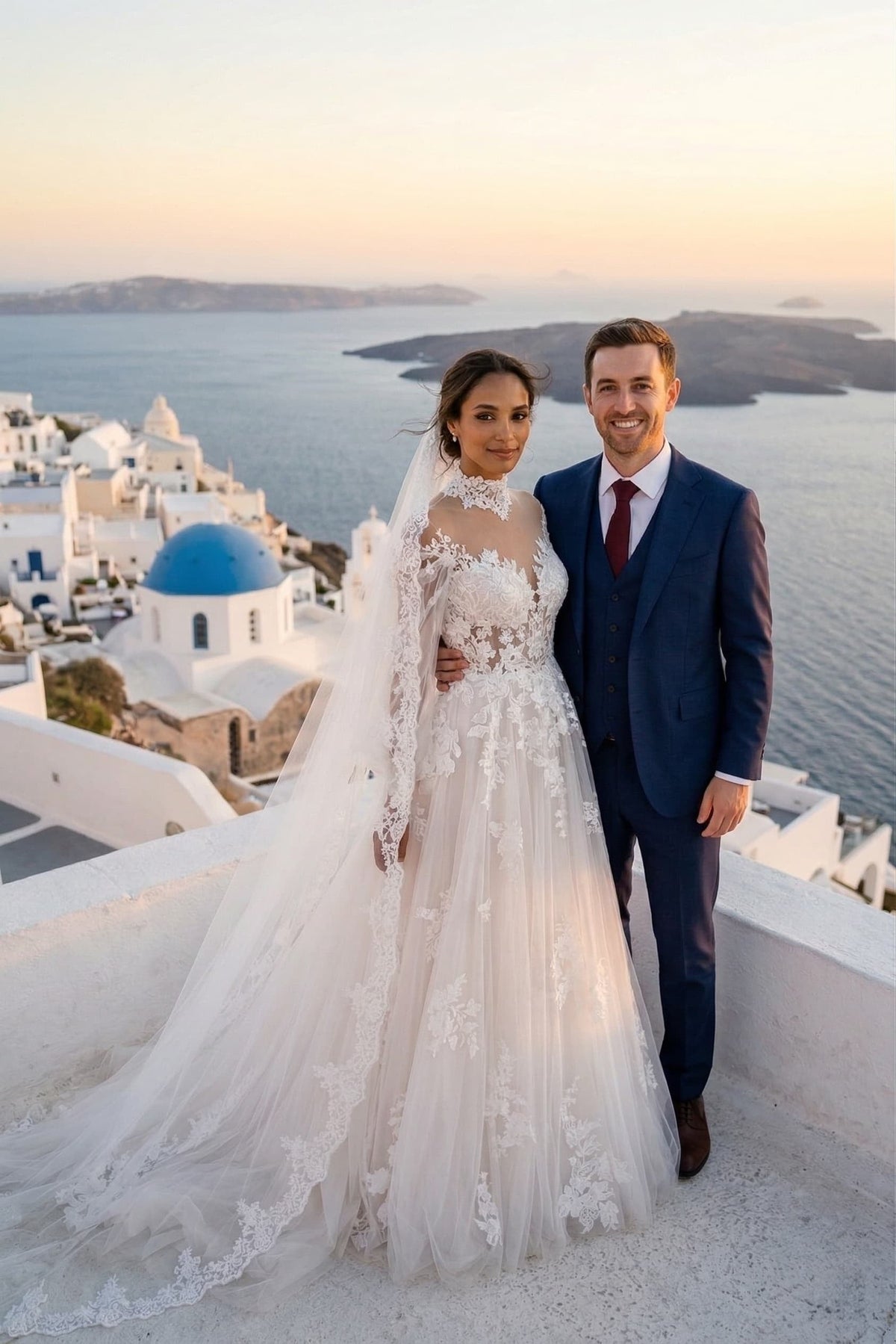 A-Line Court Train Floral Overlay Wedding Dress