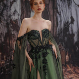 A-Line Court Train Embellished Floral Overlay Wedding Dress