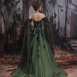 A-Line Court Train Embellished Floral Overlay Wedding Dress