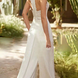 Halter Floor Length Wedding Jumpsuit