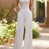 Halter Floor Length Wedding Jumpsuit