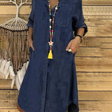 Denim Button-Down Shirt Dress