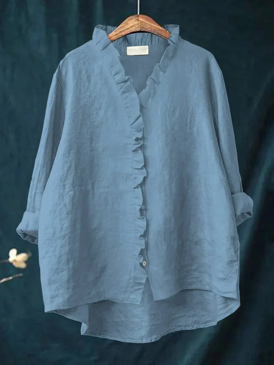 Casual Ruffle Button-Front Shirt