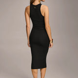 Sleeveless Ruched Midi Dress