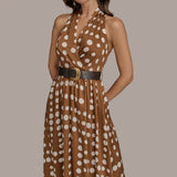 Polka Dot Halter Midi Dress