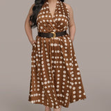 Polka Dot Halter Midi Dress