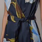 Sleeveless Floral Wrap Midi Dress
