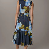 Sleeveless Floral Wrap Midi Dress