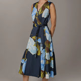 Sleeveless Floral Wrap Midi Dress
