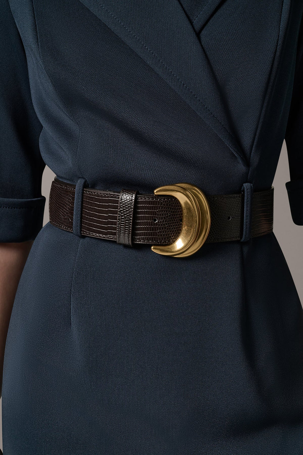 Belted Notched Lapel Blazer Dress