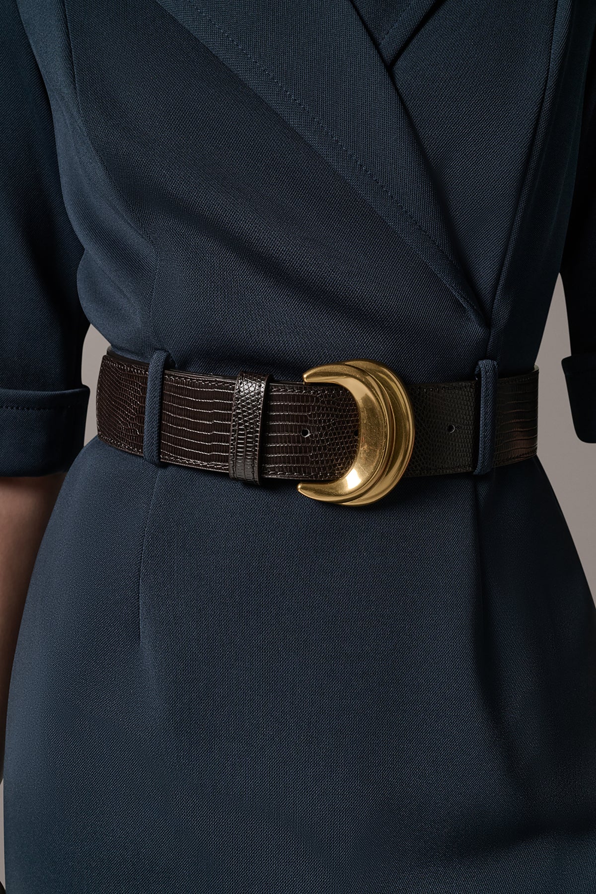 Belted Notched Lapel Blazer Dress