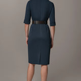 Belted Notched Lapel Blazer Dress