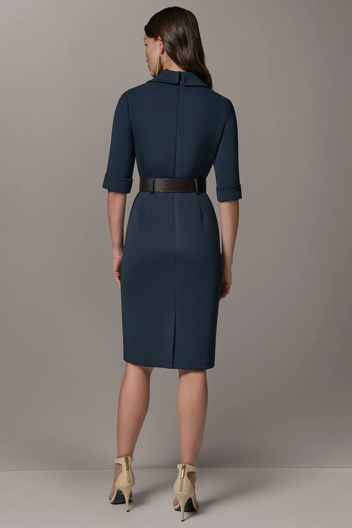 Belted Notched Lapel Blazer Dress