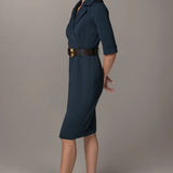 Belted Notched Lapel Blazer Dress