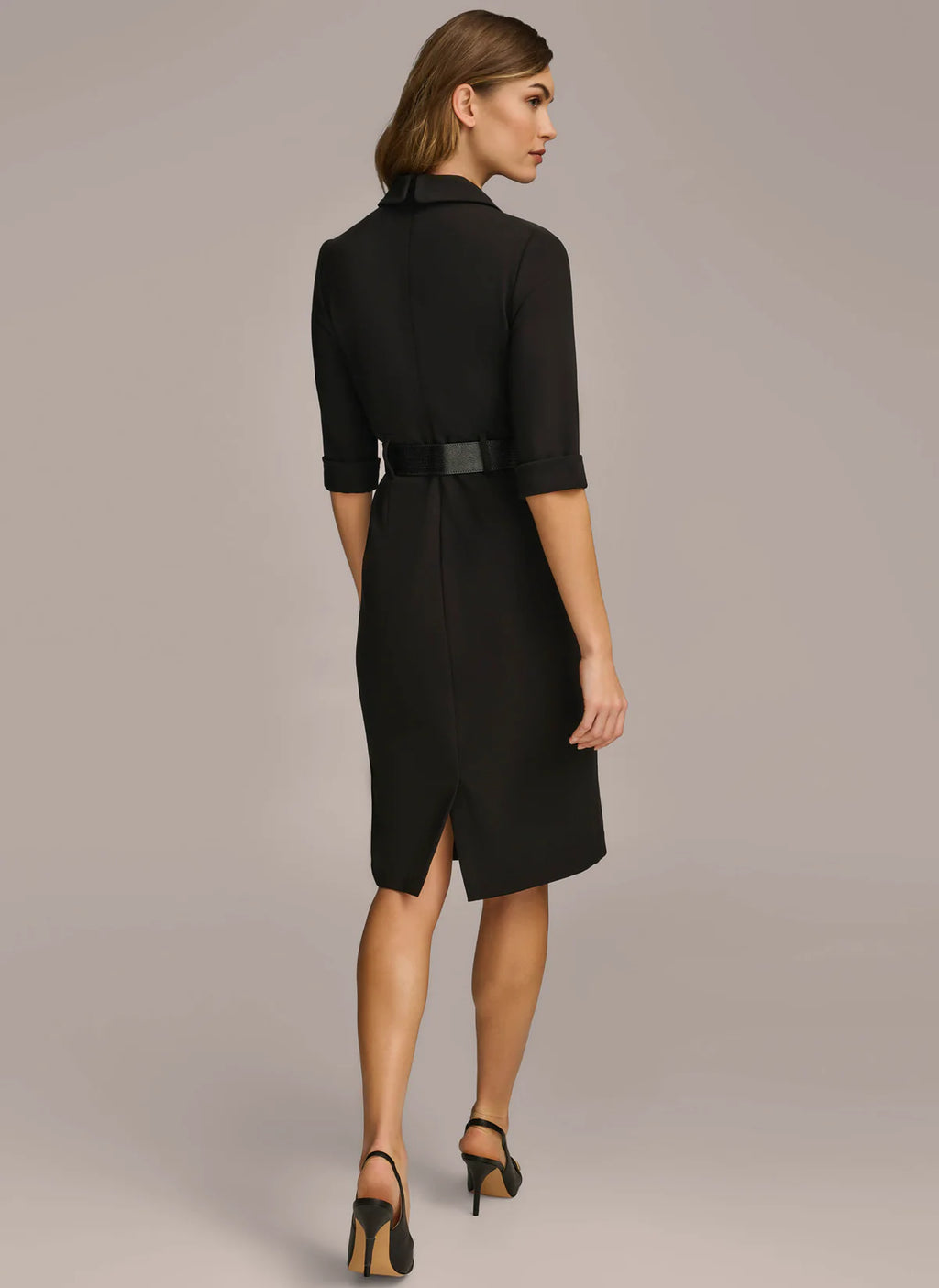 Belted Notched Lapel Blazer Dress