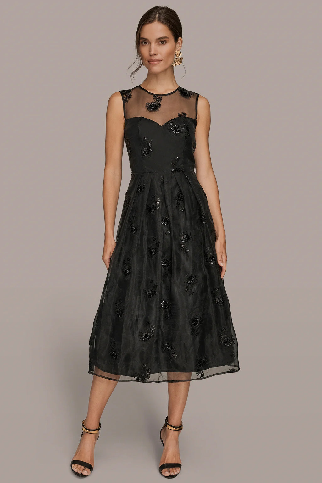 Sleeveless Beaded Midi Gown