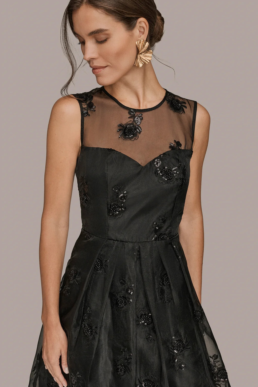 Sleeveless Beaded Midi Gown