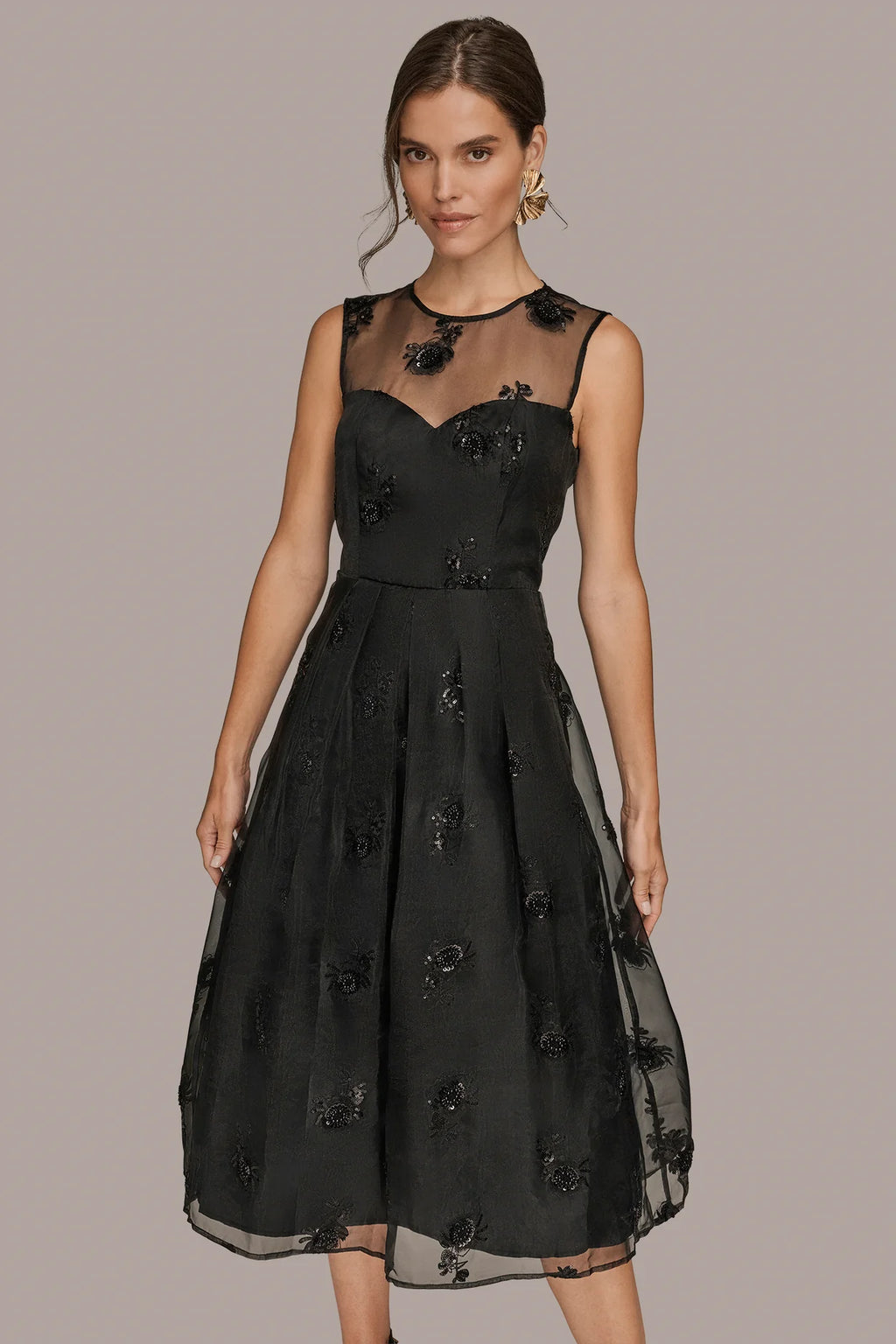 Sleeveless Beaded Midi Gown