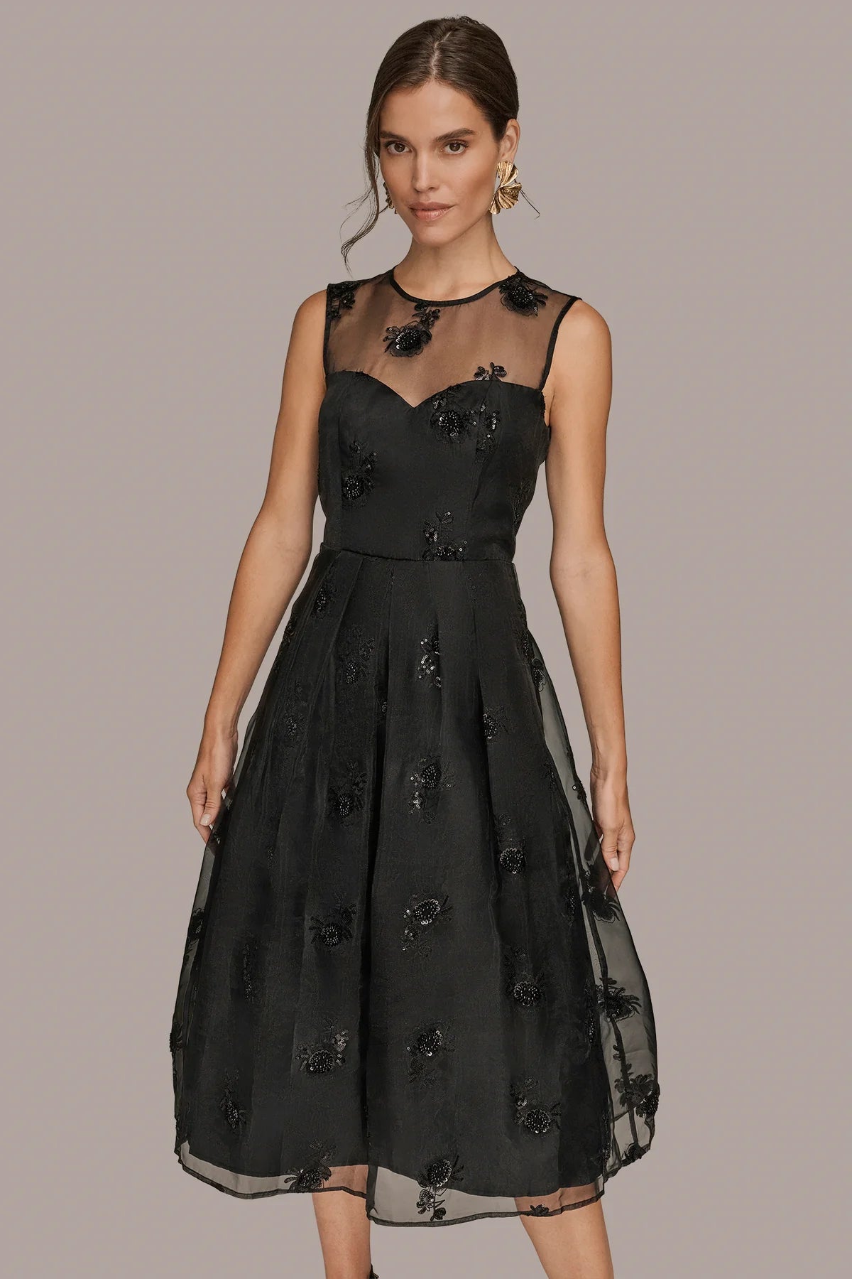 Sleeveless Beaded Midi Gown