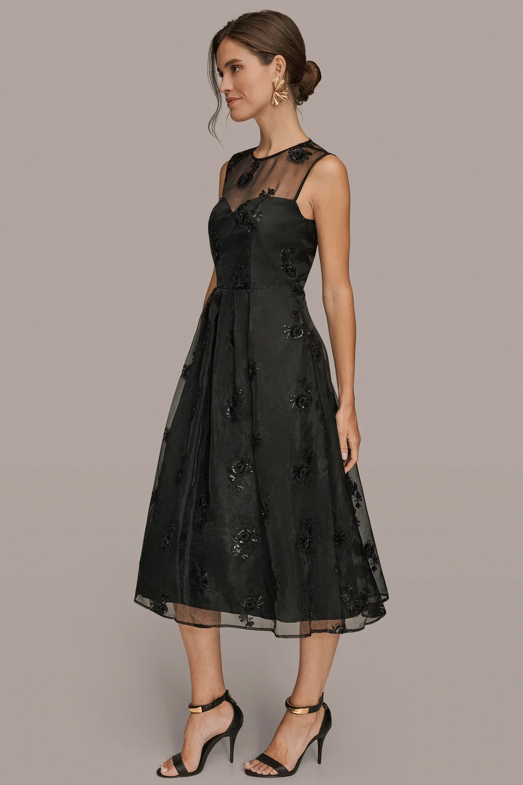 Sleeveless Beaded Midi Gown