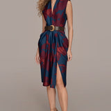 Floral V Neck Sheath Dress