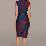 Floral V Neck Sheath Dress
