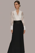 Layered Wrap Tuxedo Gown