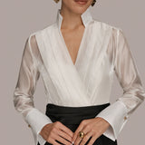 Layered Wrap Tuxedo Gown