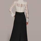 Layered Wrap Tuxedo Gown