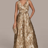 Sleeveless Wrap Ball Gown