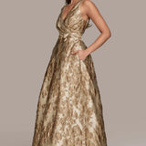 Sleeveless Wrap Ball Gown