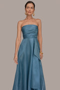 Strapless Ruffled A-Line Gown