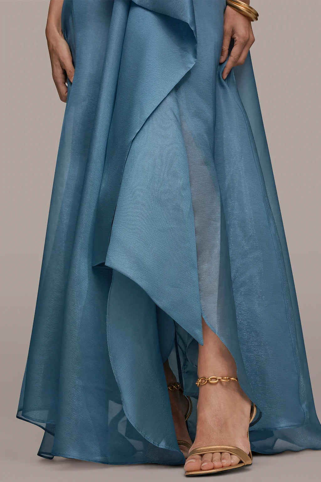 Strapless Ruffled A-Line Gown