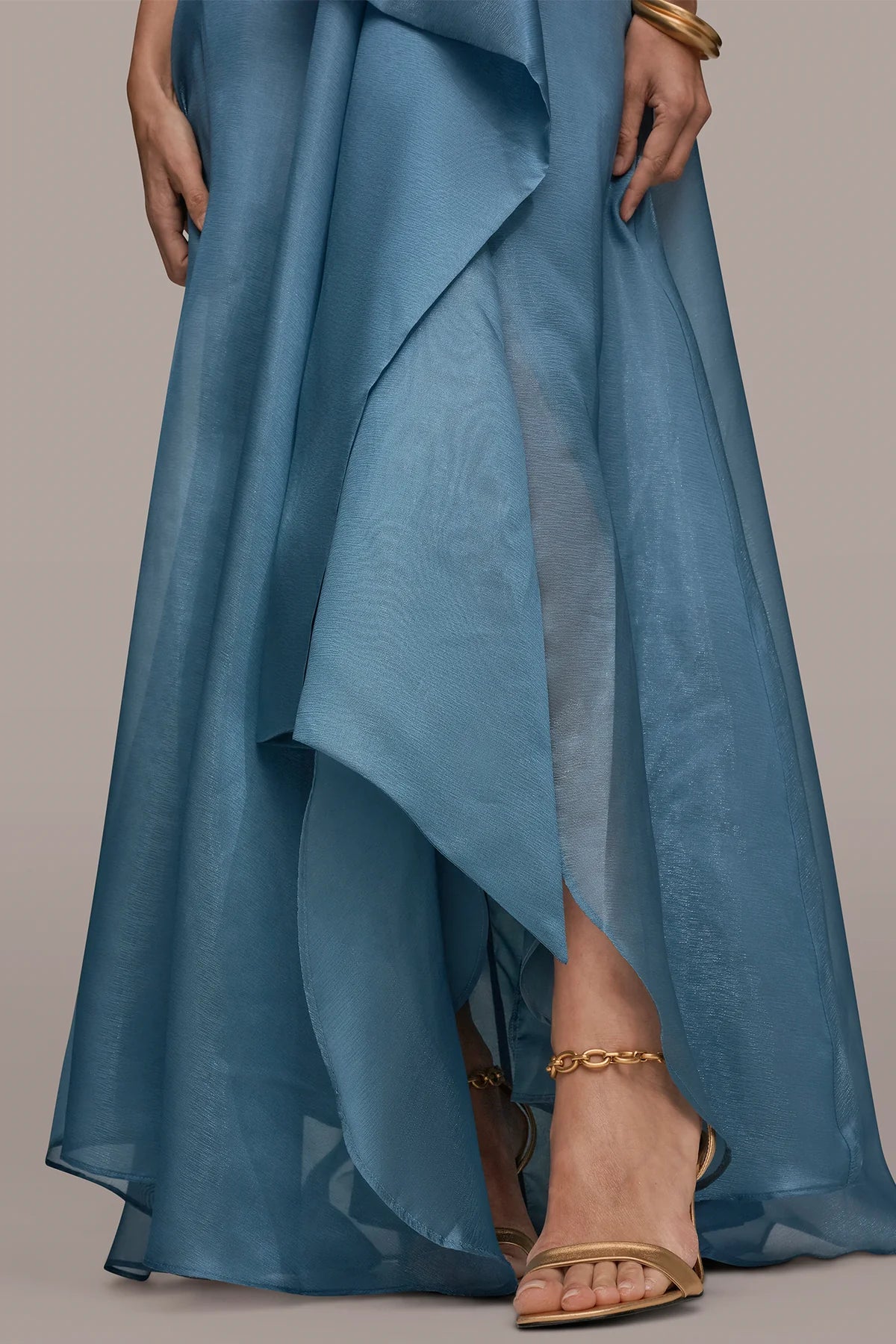 Strapless Ruffled A-Line Gown