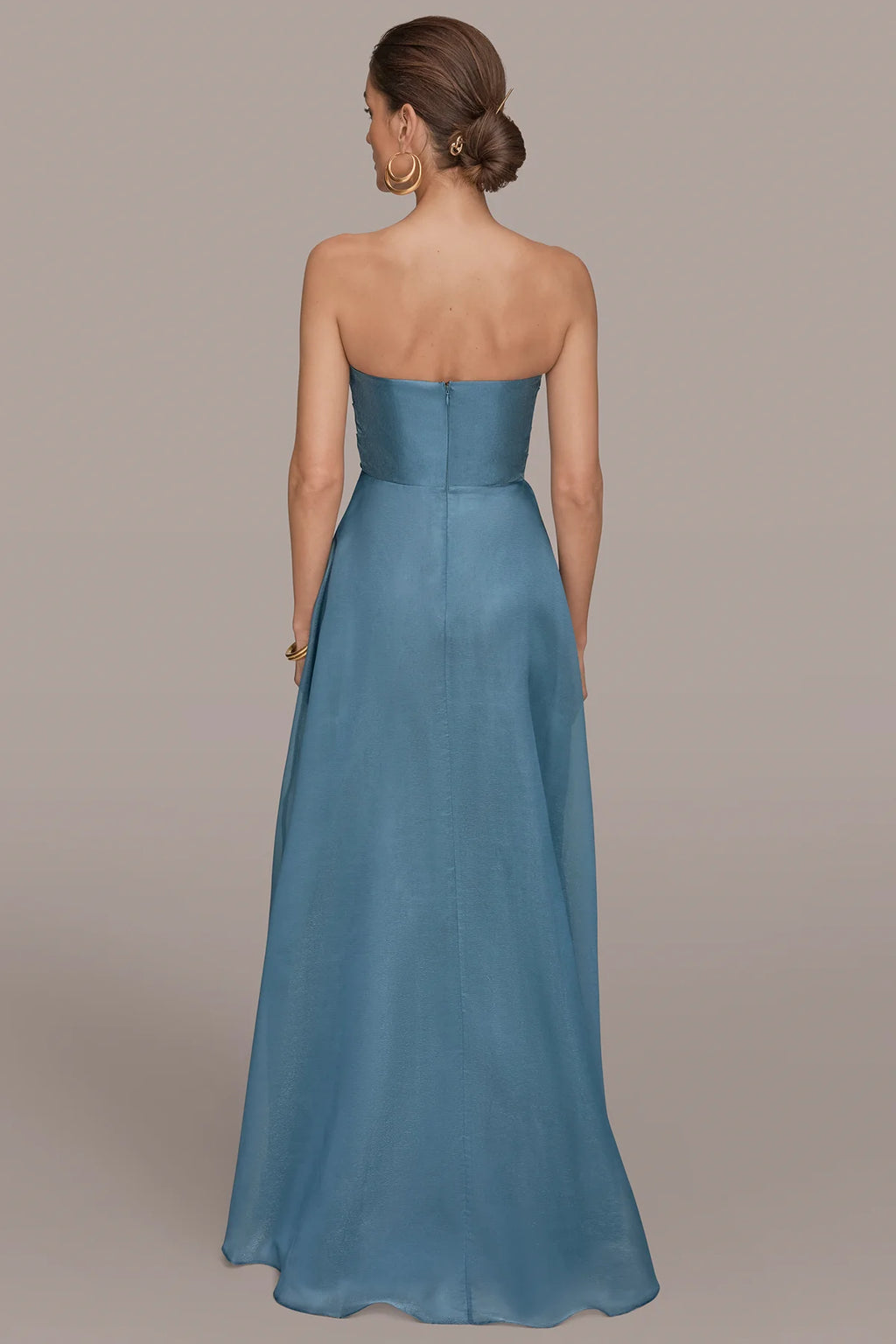 Strapless Ruffled A-Line Gown
