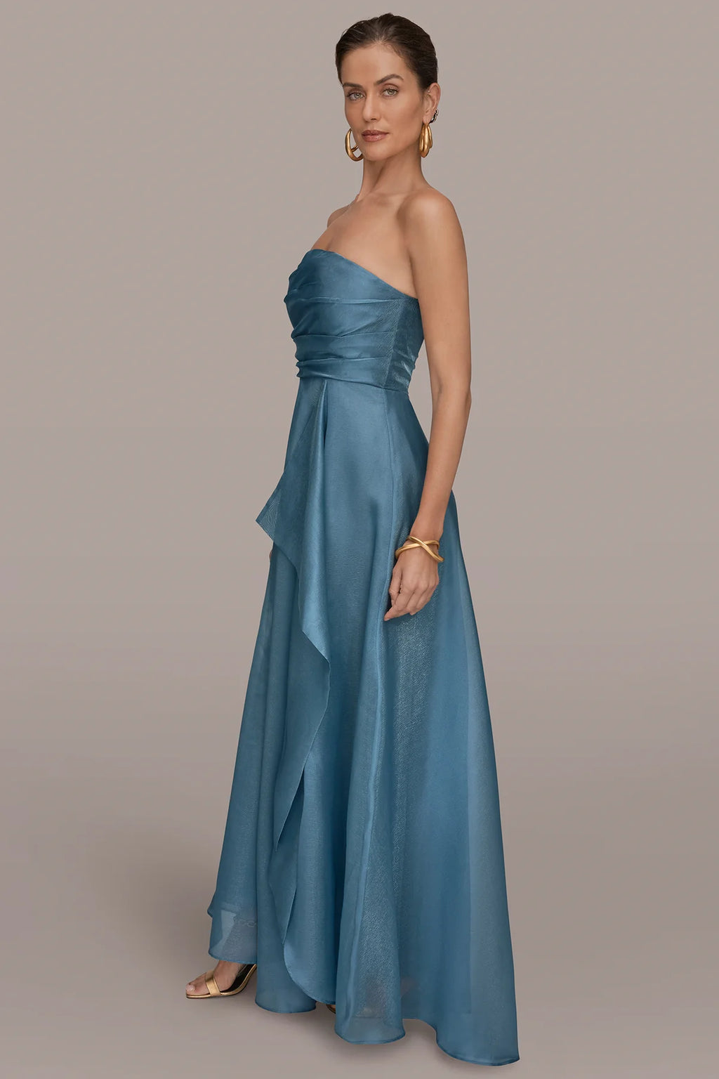 Strapless Ruffled A-Line Gown