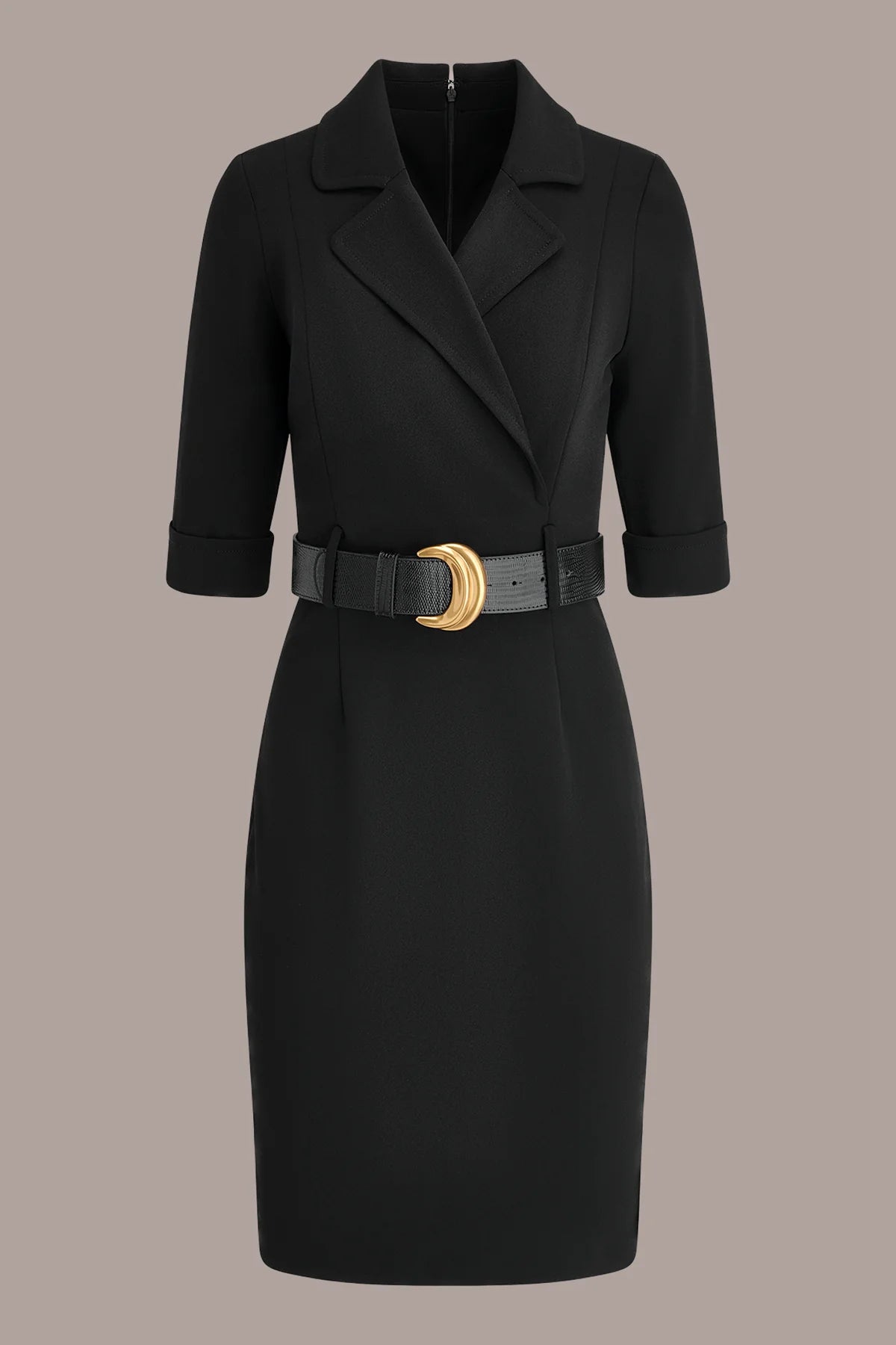 Belted Notched Lapel Blazer Dress
