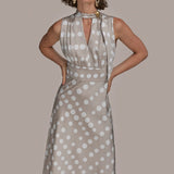 Polka Dot Tie Neck Dress