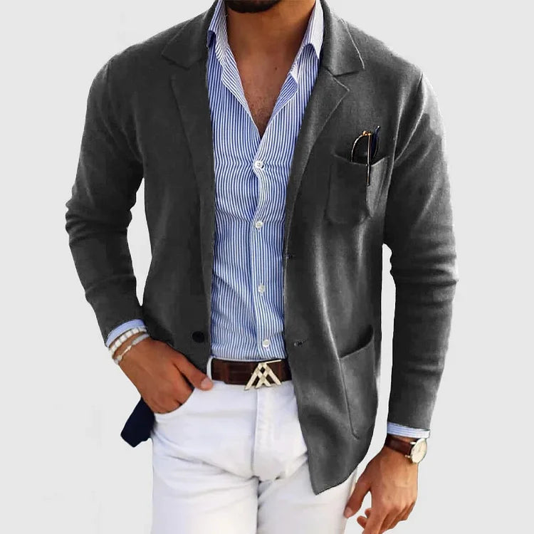Button-Front Casual Blazer