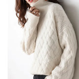 Cashmere Woven Knit Turtleneck