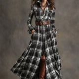 Women's Collared Shirt Maxi Dress