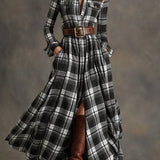 Women's Collared Shirt Maxi Dress
