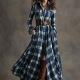 Women's Collared Shirt Maxi Dress