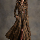Women's Collared Shirt Maxi Dress