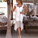 Sweetheart Frill Cap Sleeve Lace Dress