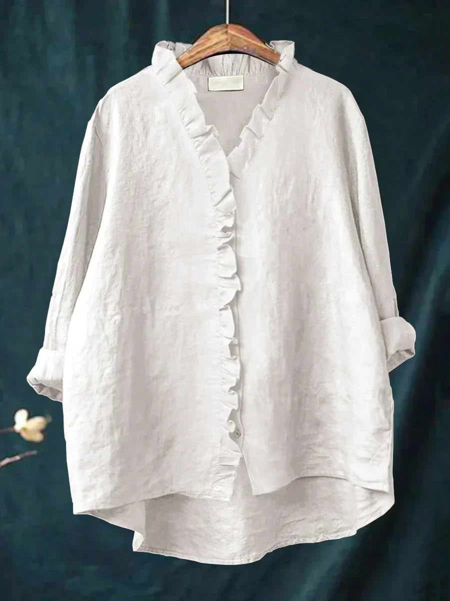 Casual Ruffle Button-Front Shirt