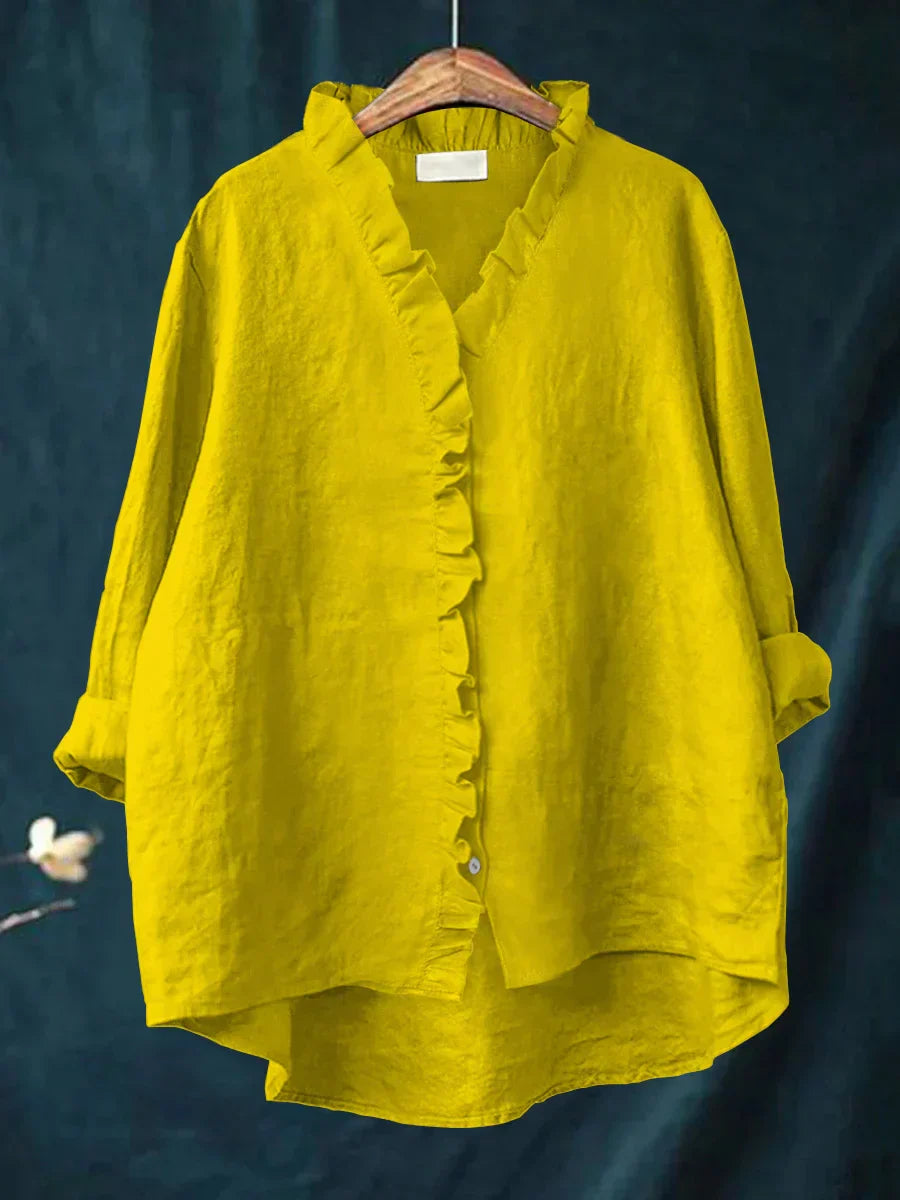 Casual Ruffle Button-Front Shirt